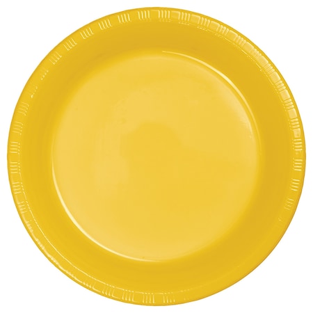 Touch Of Color School Bus Yellow Plastic Banquet Plates, 10", 240PK 28102131